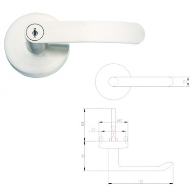 Fire Door Outside Trim Lock, The Lever Lock for Panic Exit Device